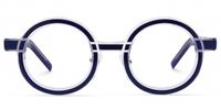 Rooney - Round Blue/Crystal Eyeglasses | Vooglam Angle View
