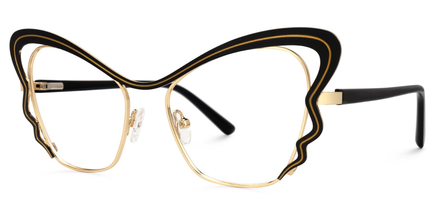 Adonia - Butterfly Black Eyeglasses | Vooglam Front View