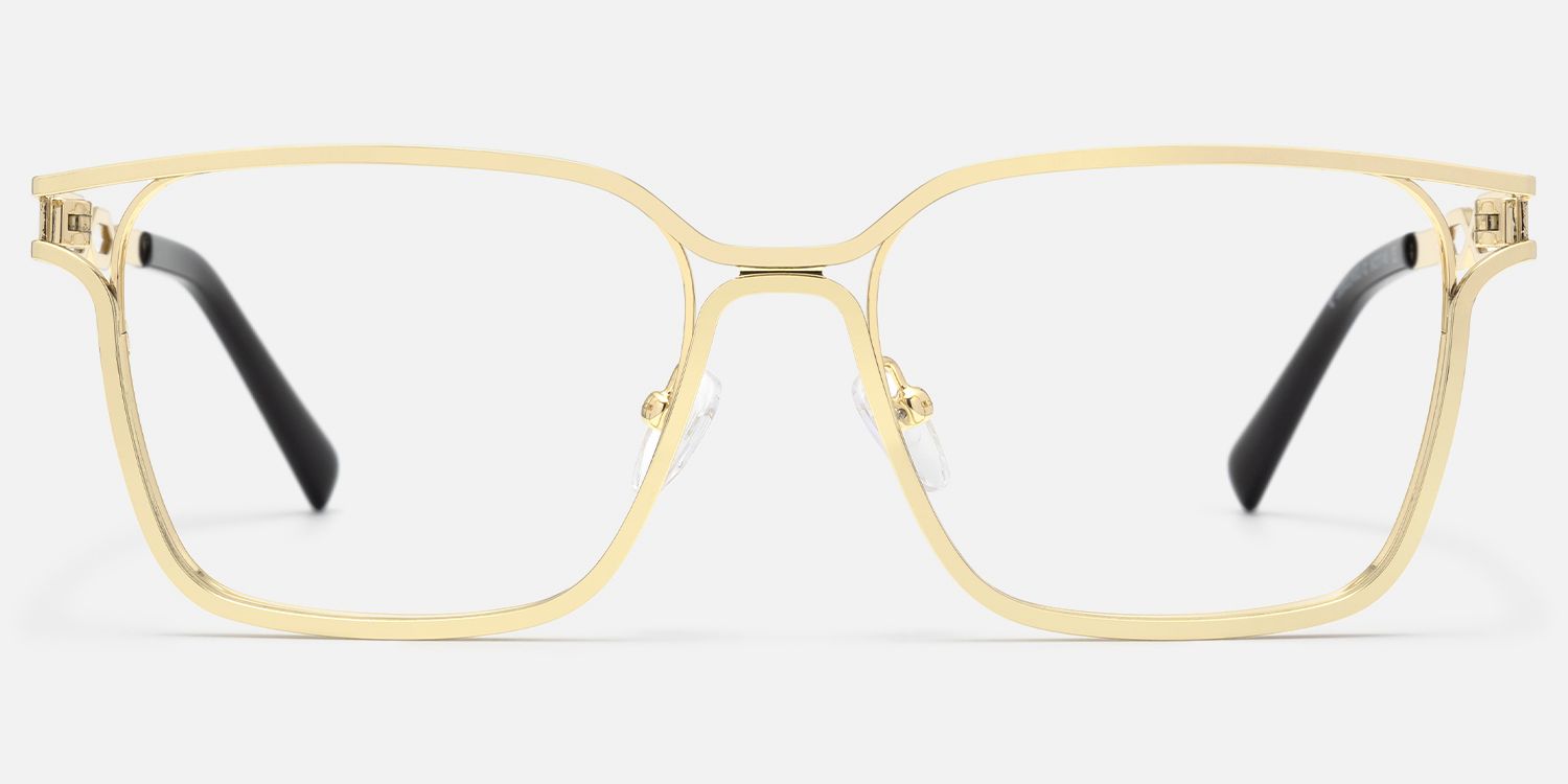 Frenzy - Rectangle Gold Eyeglasses | Vooglam Angle View