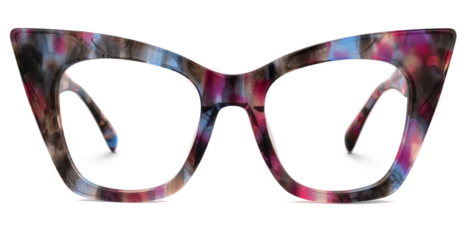 Aelius - Cat Eye Purple/Floral Eyeglasses | Vooglam Angle View