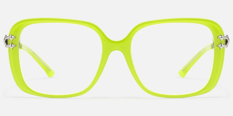Nova - Neon Green Star Deco Double Wire Glasses by Vooglam