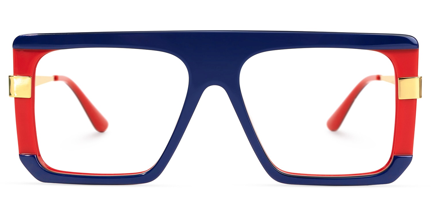 Damiano - Aviator Blue/Red Two-tone Eyeglasses - 1