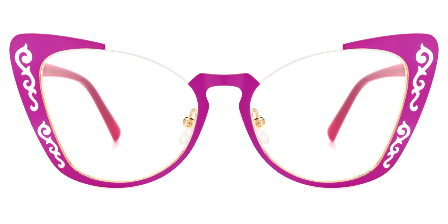 Ithran - Cat Eye Purple Eyeglasses by Vooglam - Angle View