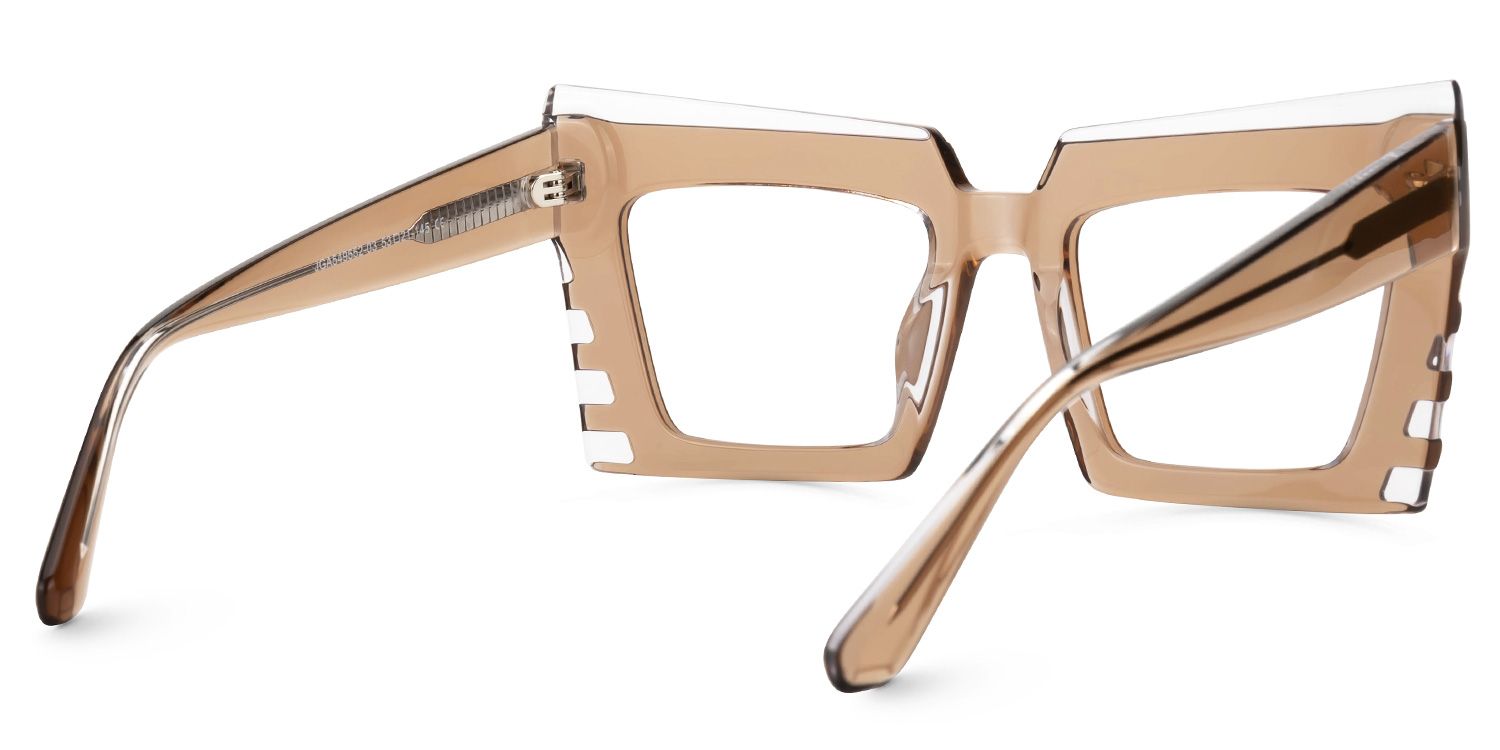 Faylinn - Rectangle Champagne Eyeglasses | Vooglam Side View