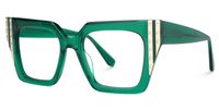 Ellaruth - Square Green Eyeglasses | Vooglam Front View