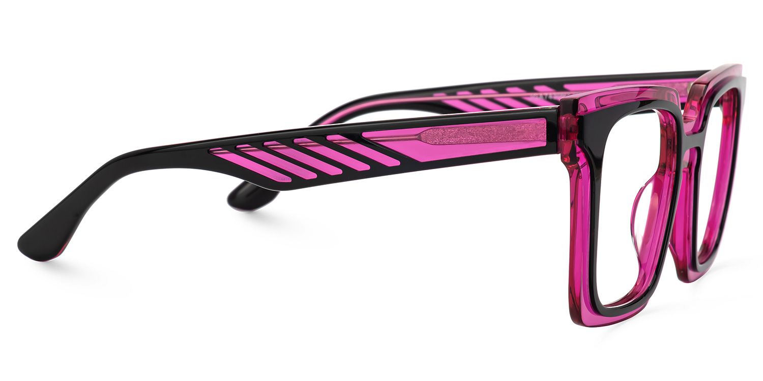 Fenicia - Square Black/Pink Eyeglasses  | Vooglam 4