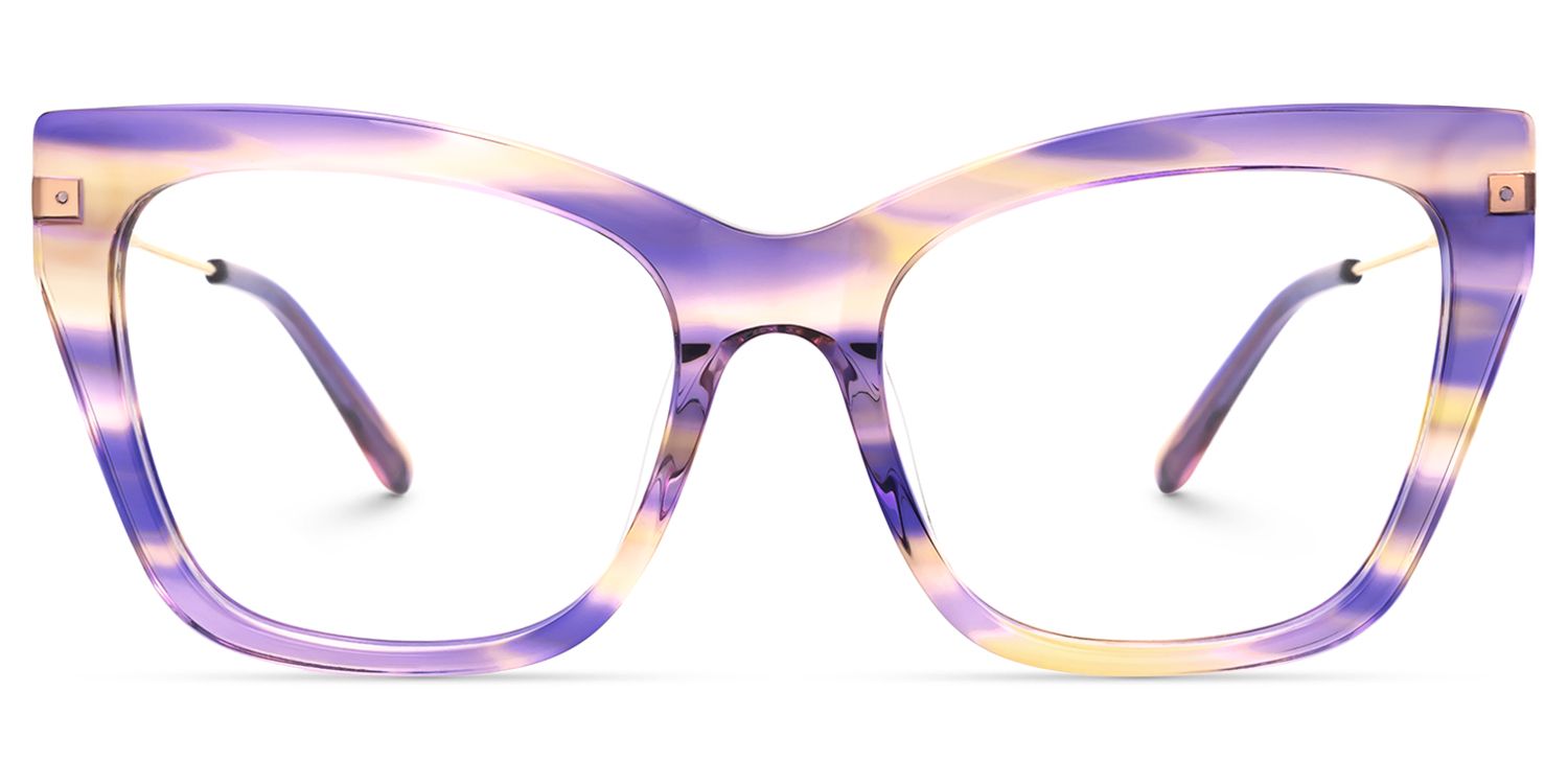 Madelina - Cat Eye Purple Eyeglasses by Vooglam - Angle View