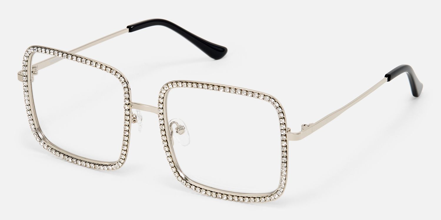 Kafele - Square Silver Eyeglasses | Vooglam Front View