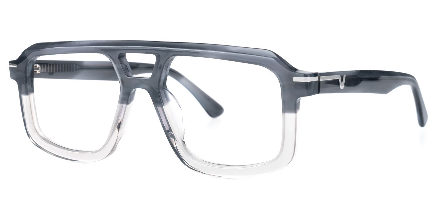 Eliyahu - Aviator Grey Eyeglasses | Vooglam Front View