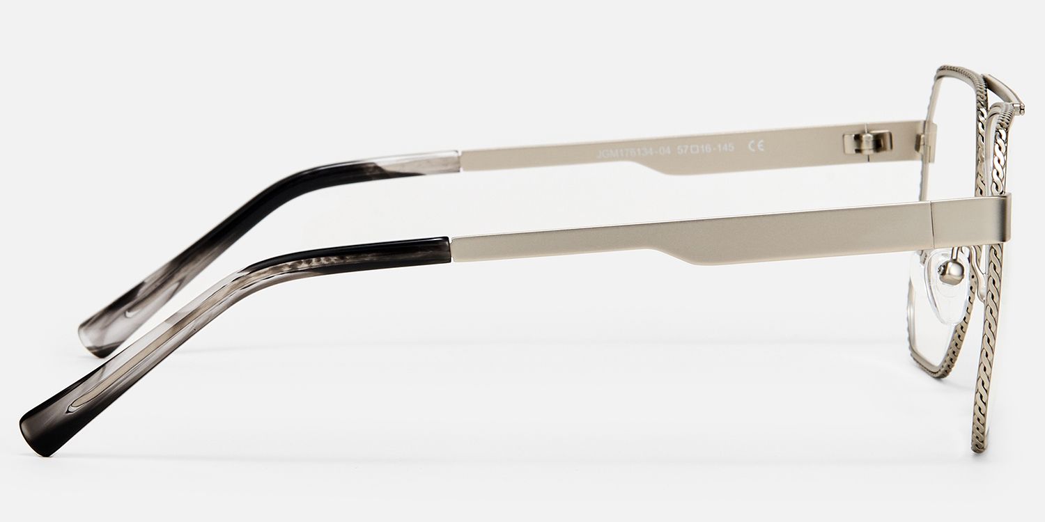 Fidelina - Aviator Silver Eyeglasses | Vooglam Side View