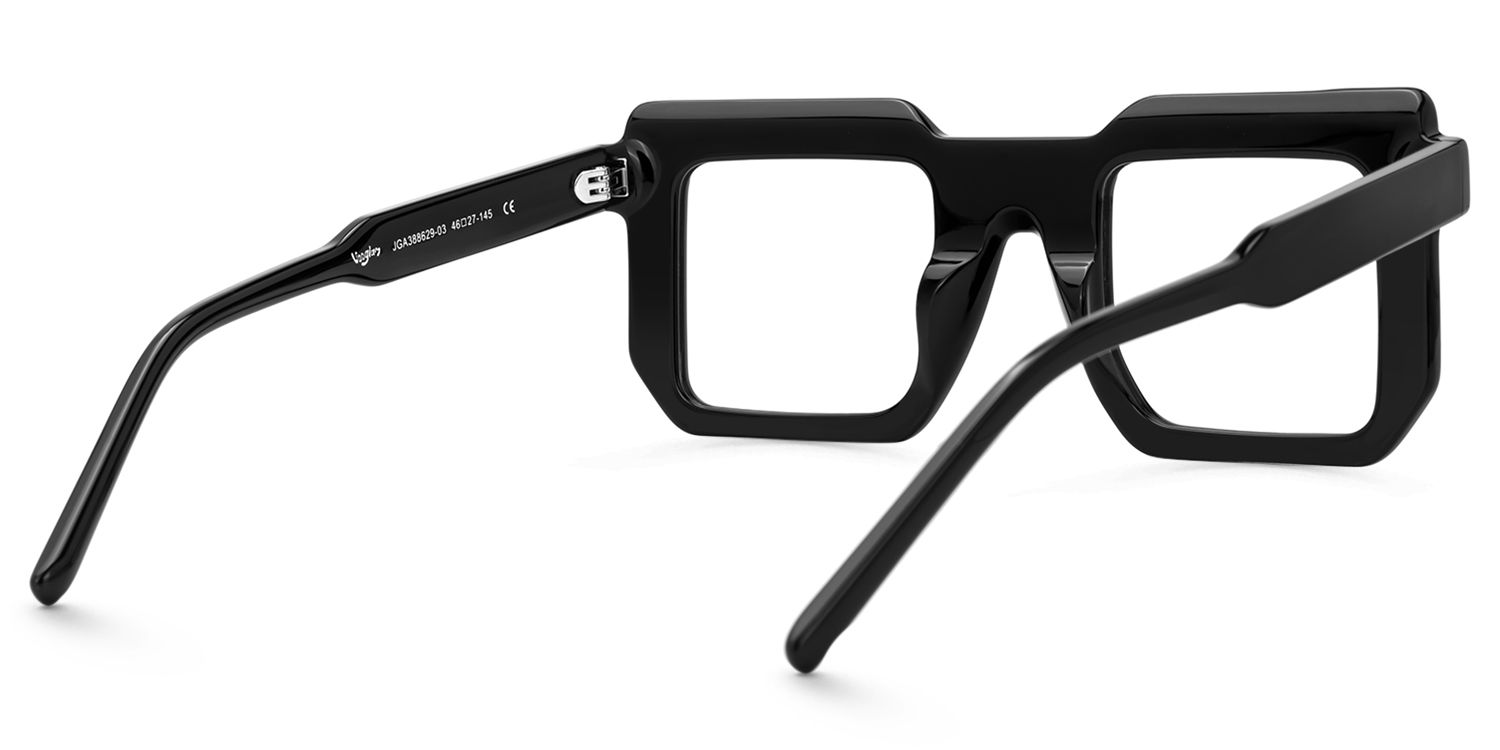 Madhav - Square Black/White Eyeglasses | Vooglam Side View