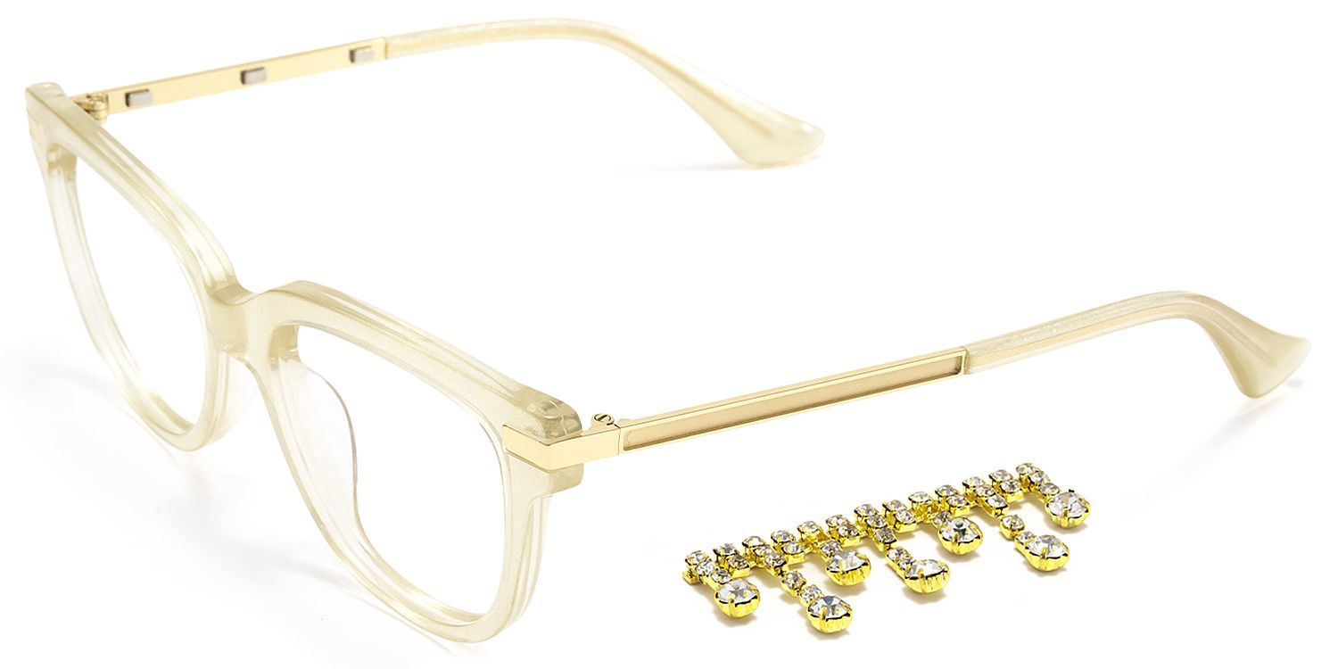 Reverie - Cat Eye Champagne Eyeglasses by Vooglam - Product View 5
