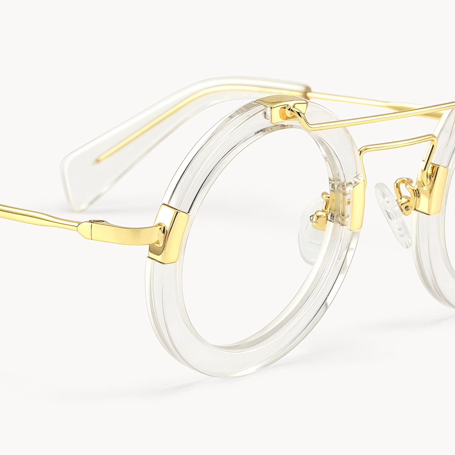 Perkins Clear Round Retro Aviator Frame Glasses Vooglam