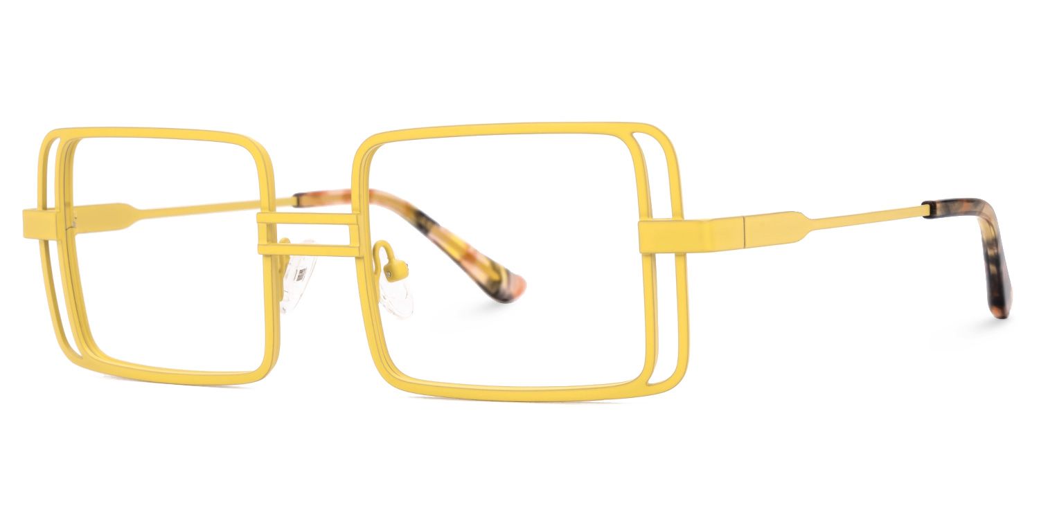 Fergus - Rectangle Yellow Eyeglasses | Vooglam Front View