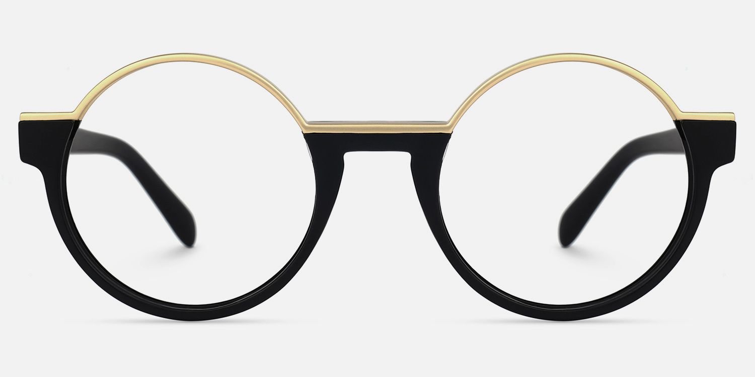 Latina - Retro Round Black & Gold Glasses product detail 2