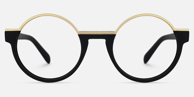 Latina - Retro Round Black & Gold Glasses