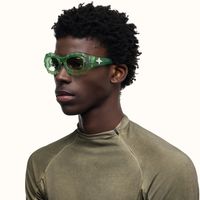 The Geologist - Geometric Green Eyeglasses | Vooglam On Model 4