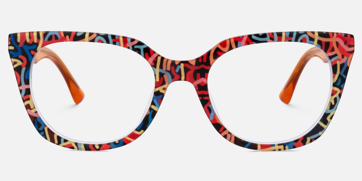 Stephanie - Cat Eye Pattern Eyeglasses | Vooglam Angle View