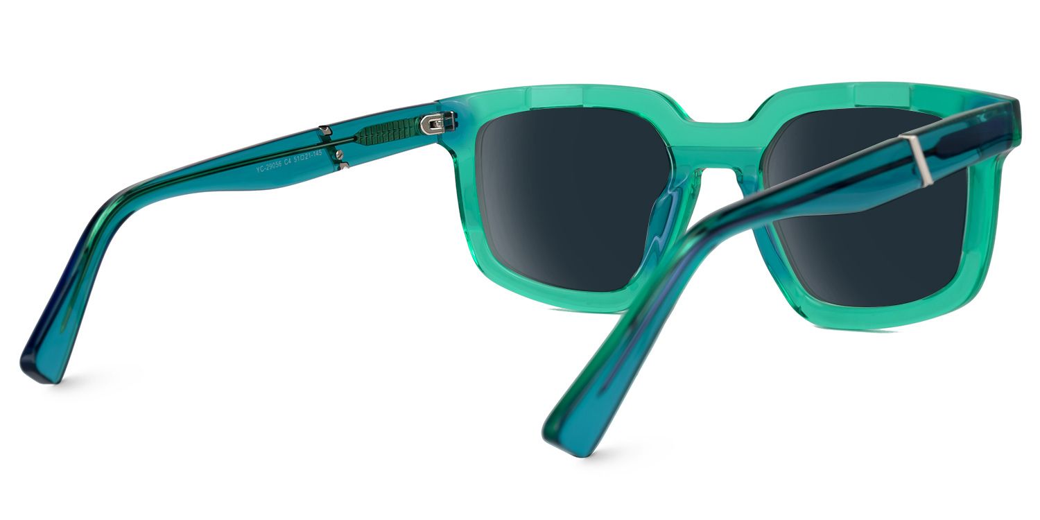 Davu - Geometric Green Sunglasses by Vooglam - Side View