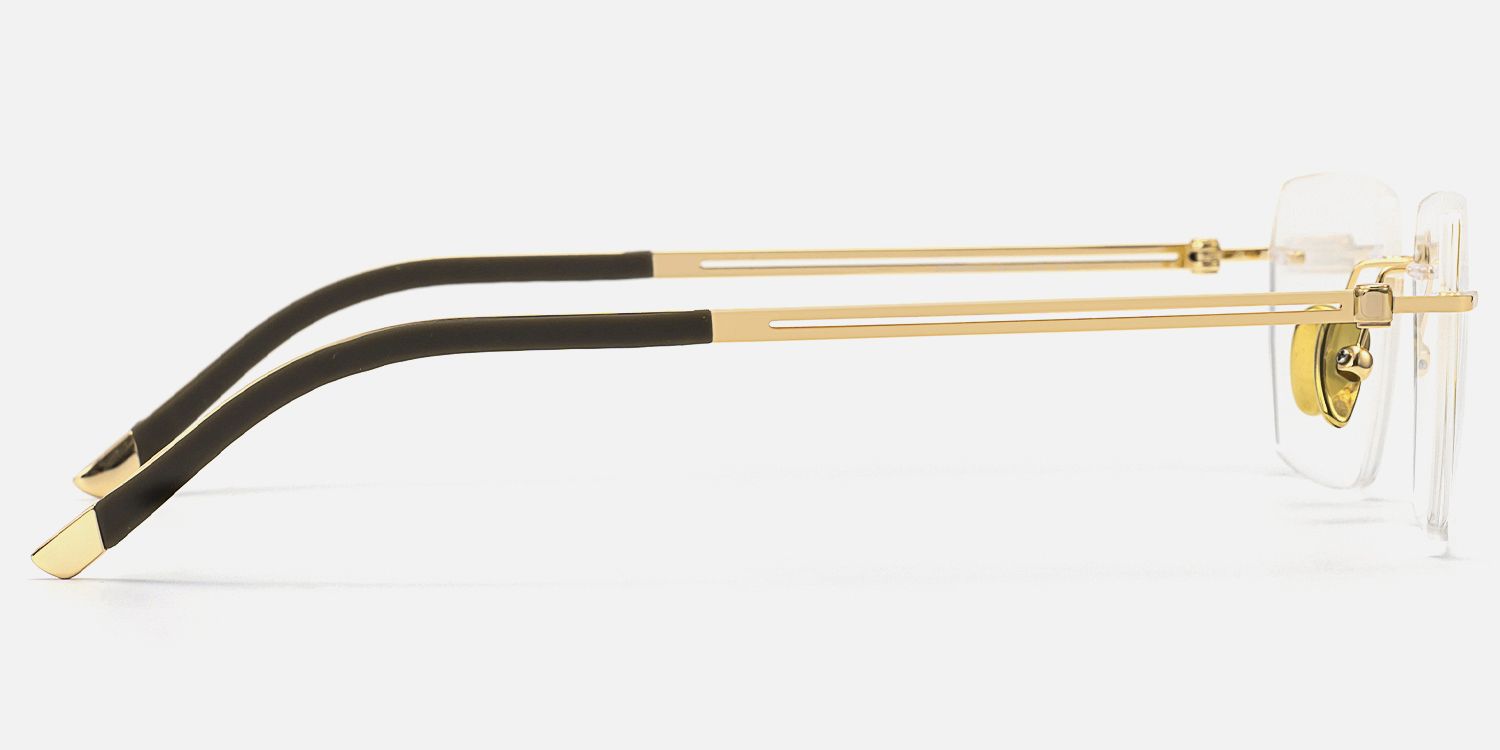Glaze - Rectangle Gold Eyeglasses by Vooglam - Side View