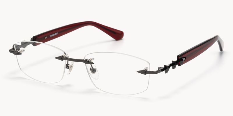 Fracture - Rectangle Red Eyeglasses
