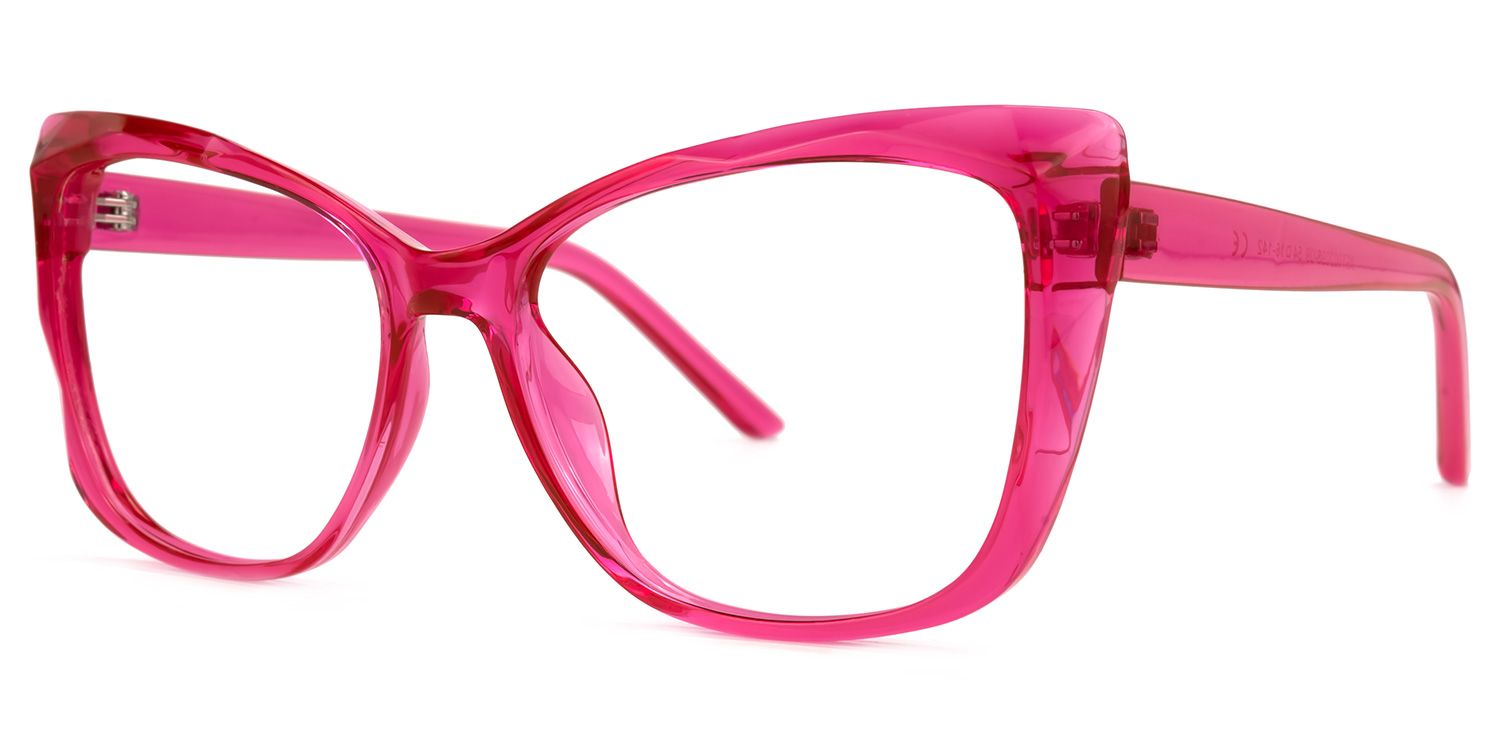 Raquel - Bold Hot Pink Square Frame Glasses | Vooglam Front View