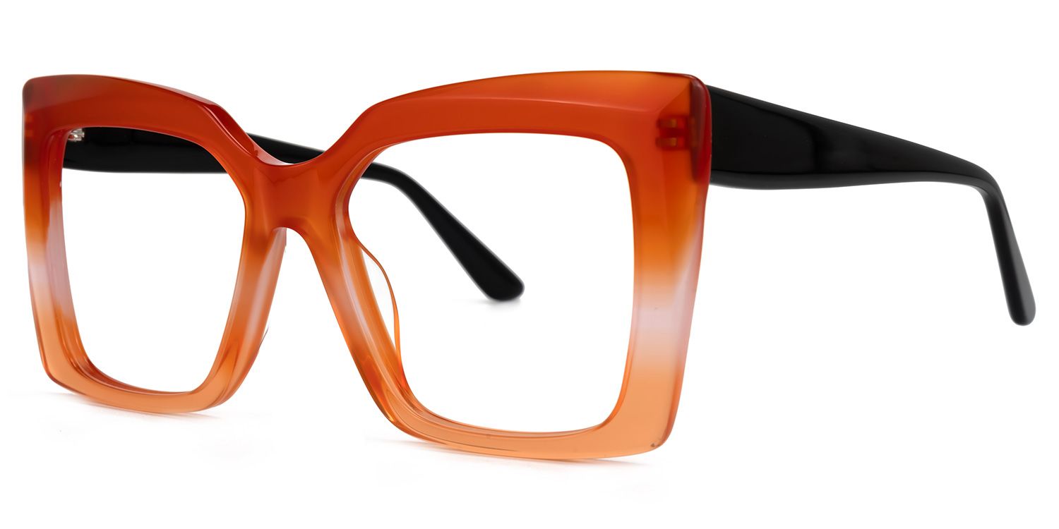 Eire - Square Orange Eyeglasses | Vooglam Front View