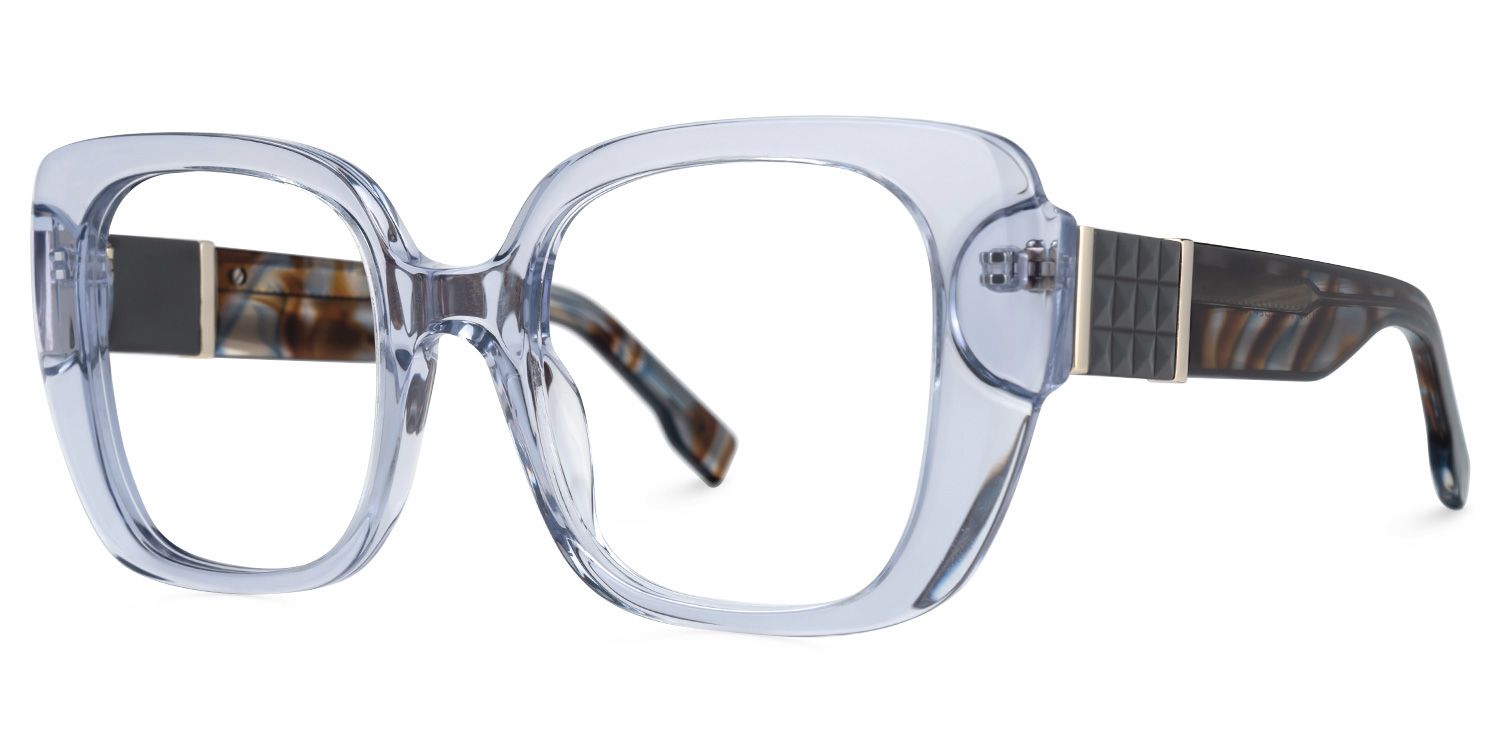 Embry - Square Blue Eyeglasses | Vooglam Front View