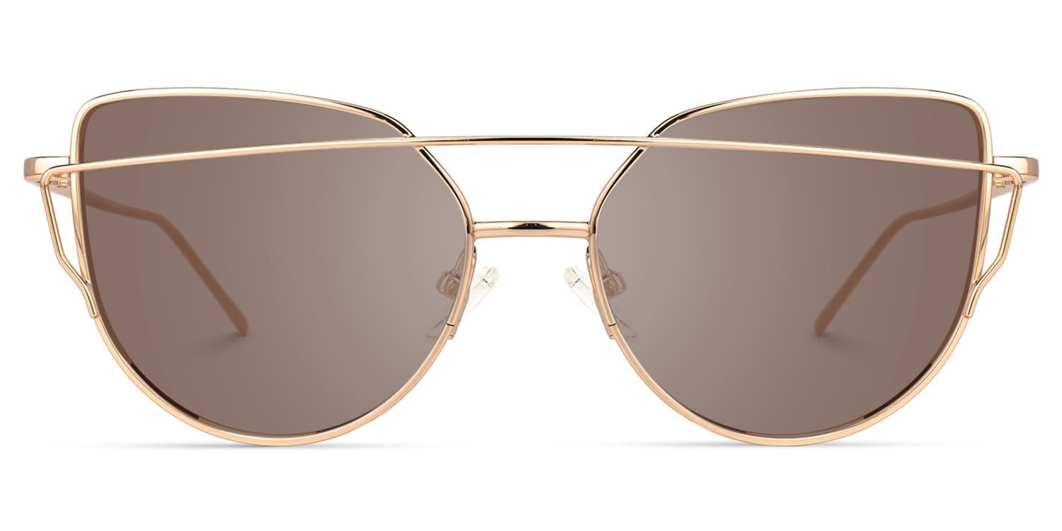 Selina Gold Rim Fashion Aviator Sunglasses Frames - 1