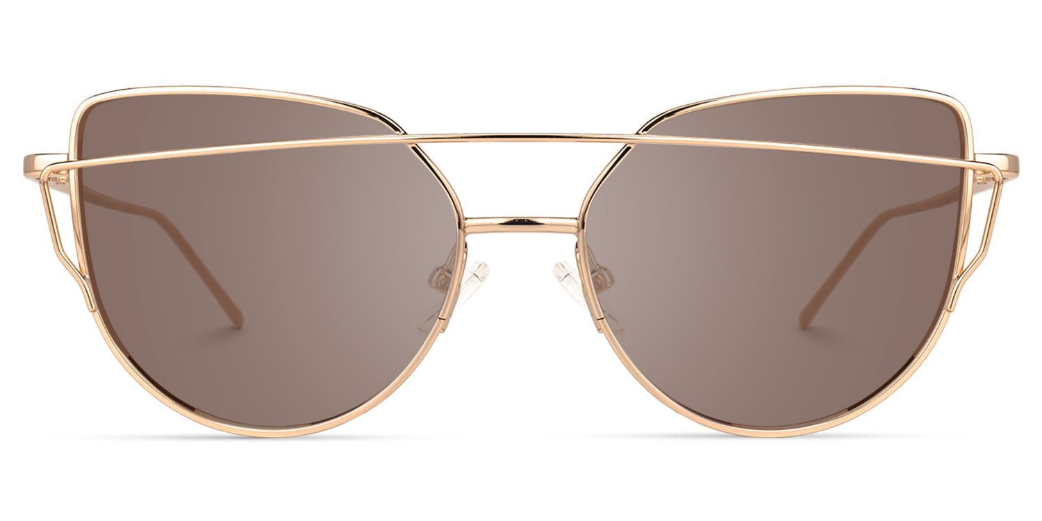 Selina Gold Rim Fashion Aviator Sunglasses Frames | Vooglam Angle View