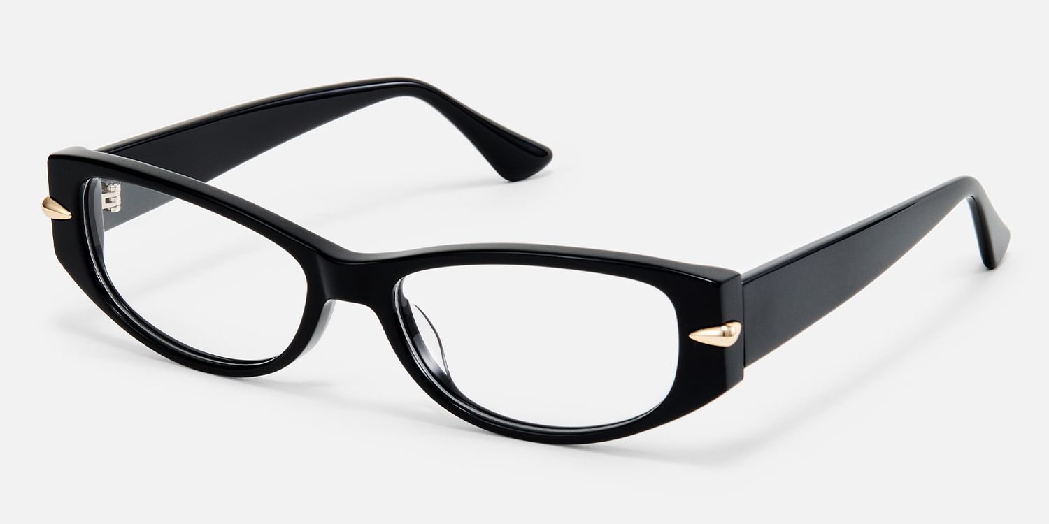 Erica - Rectangle Black Eyeglasses | Vooglam Front View
