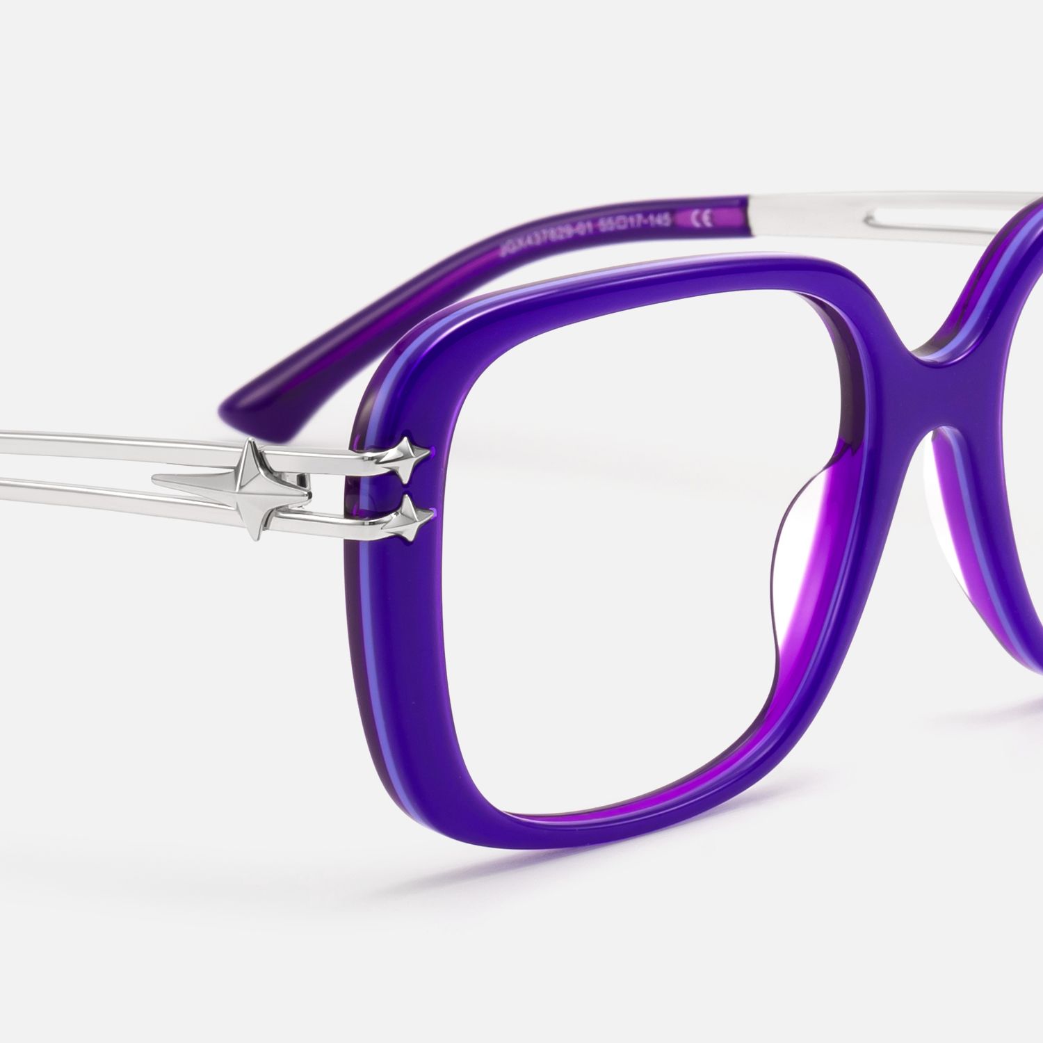 Nova - Blue Violet Star Deco Double Wire Glasses by Vooglam - Design Details