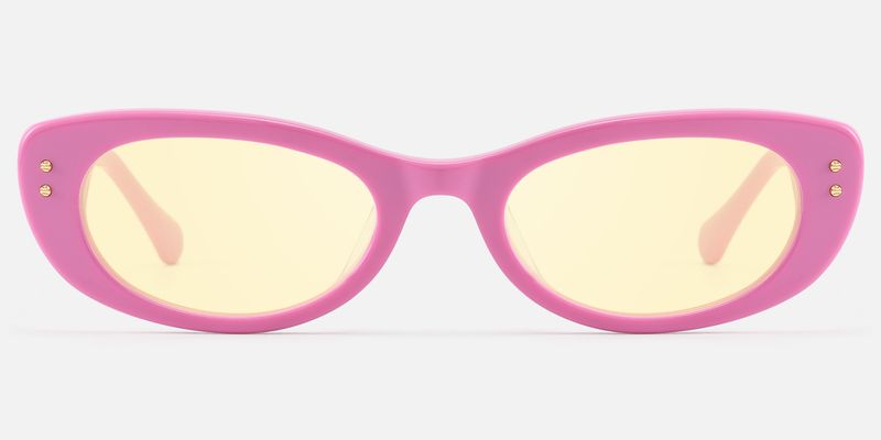 Ginza - Yellow Lens Pink Y2K Narrow Cat Eye Shades | Vooglam