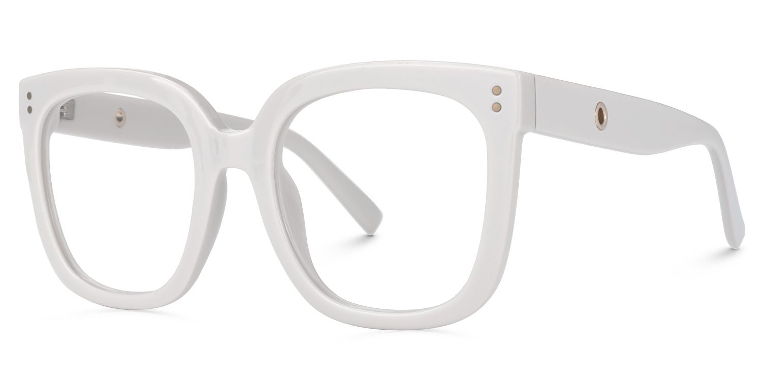 Ellema - Square White Eyeglasses | Vooglam Front View