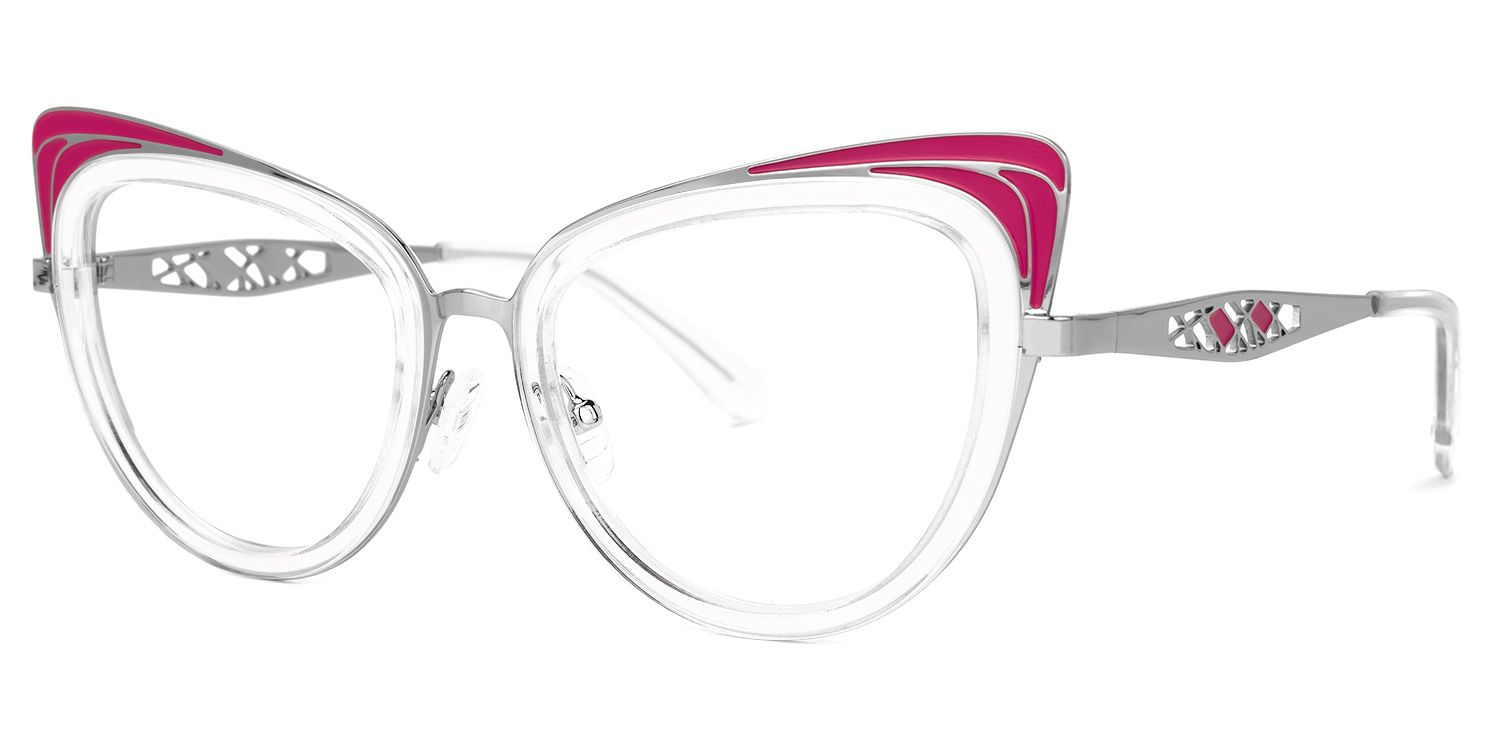 Aderes - Cat Eye Crystal Eyeglasses | Vooglam Front View