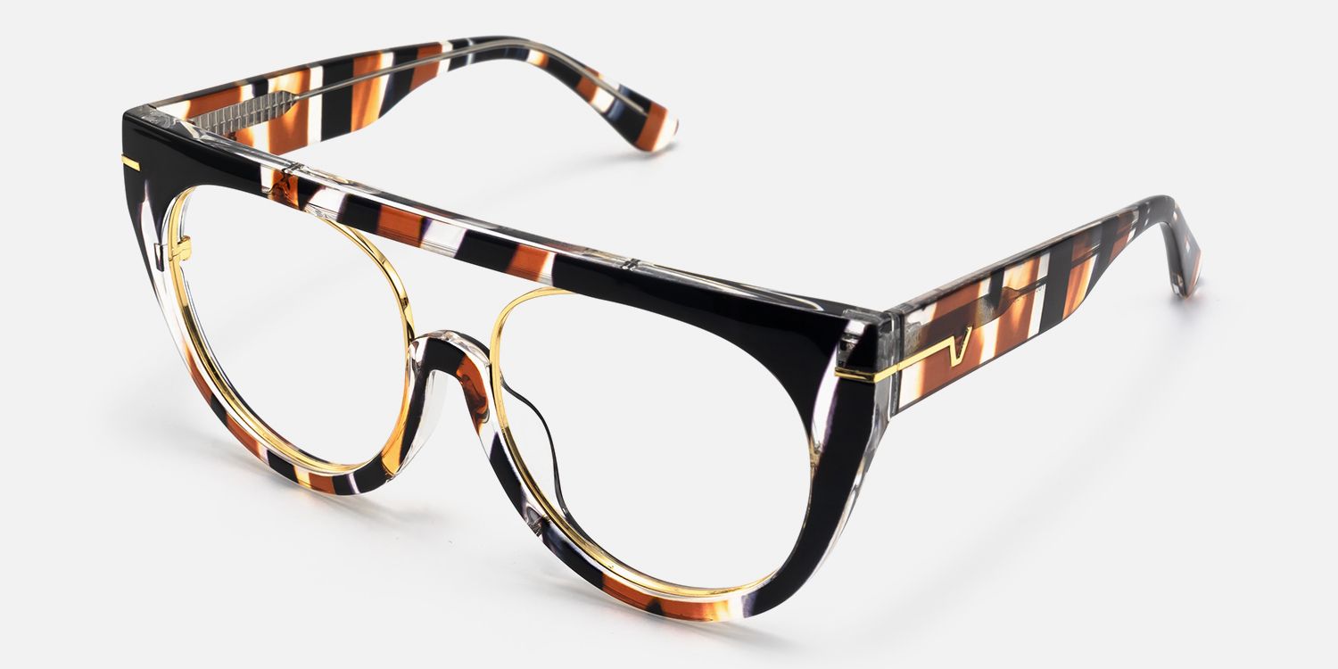 Patrice - Aviator Multicolor Eyeglasses | Vooglam Front View