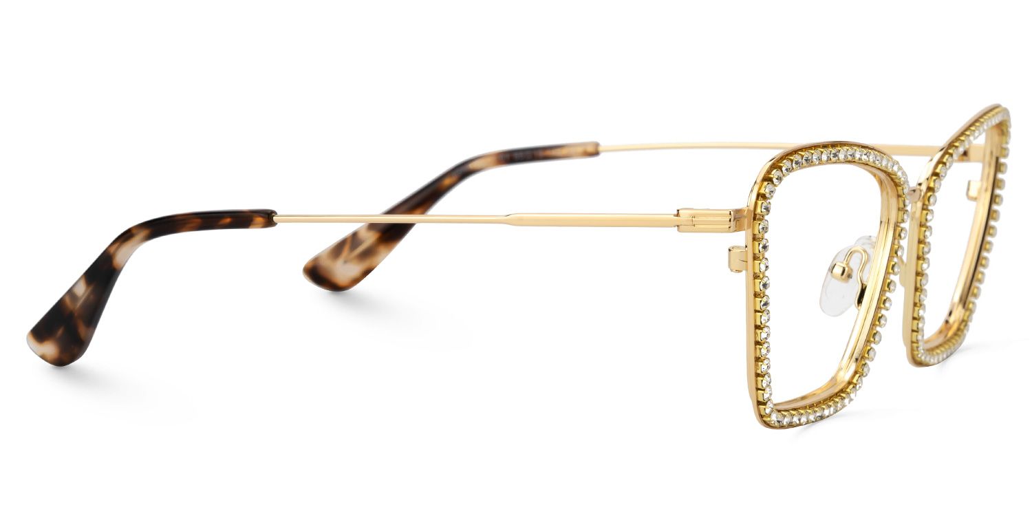 Feodora - Rectangle Gold Eyeglasses by Vooglam - Product View 4