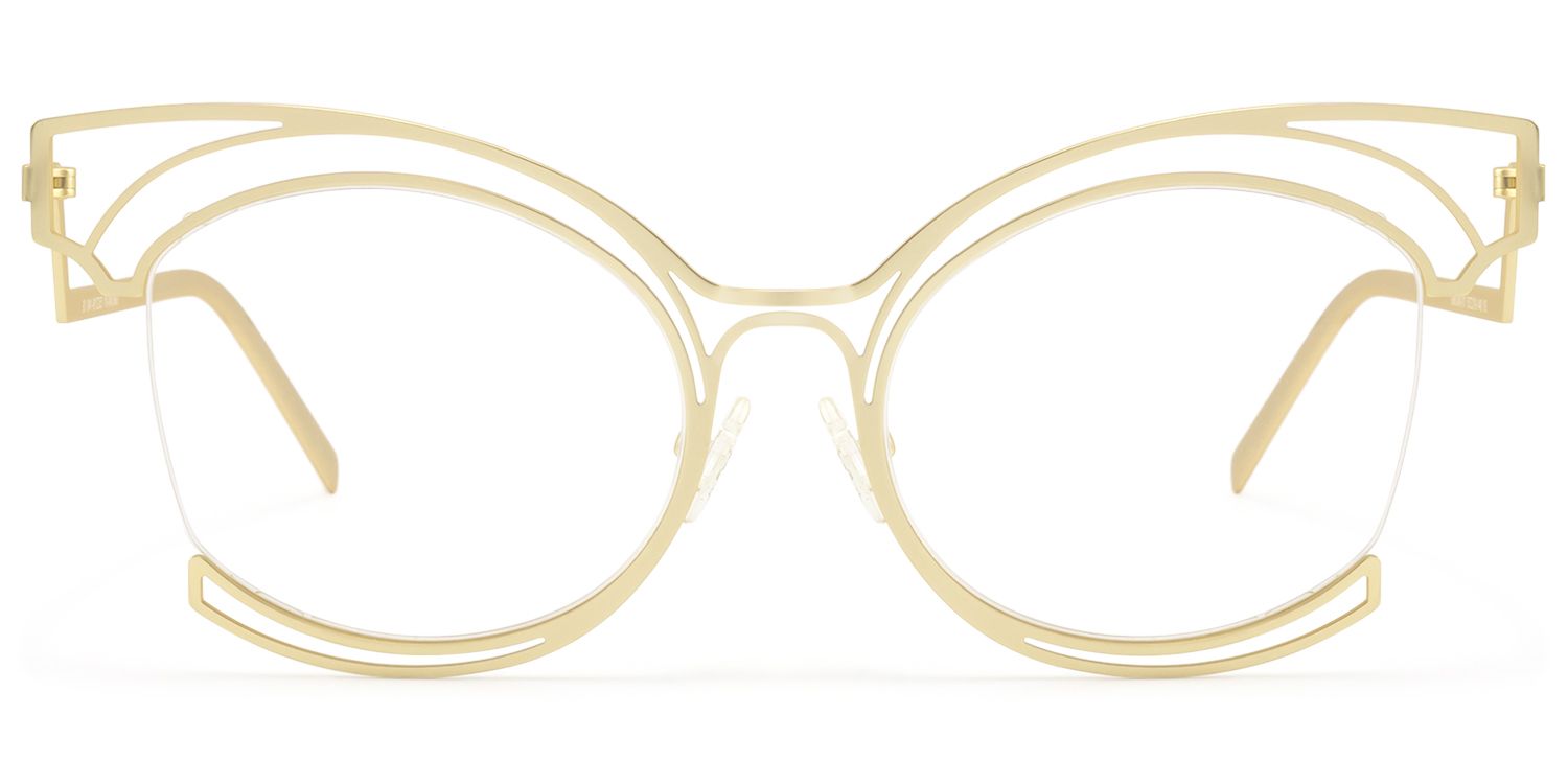 Frame Size of Maggie - Cat Eye Gold Eyeglasses │Vooglam