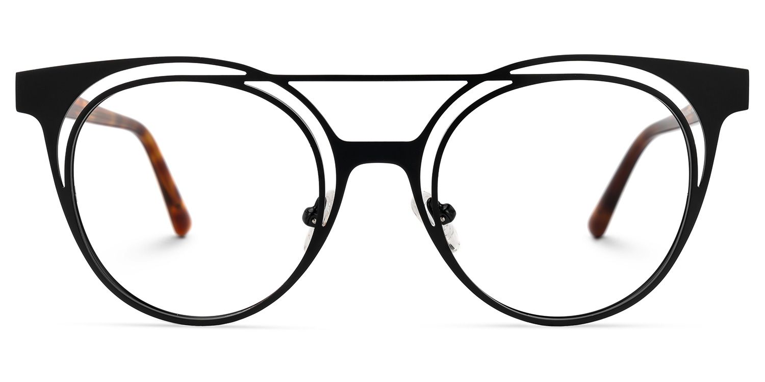 Afrodille - Round Black Eyeglasses by Vooglam - Angle View