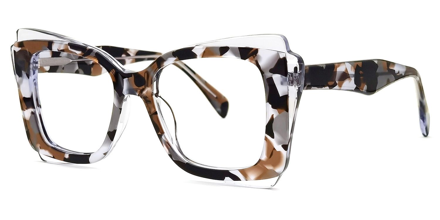 Cheyenne - Rectangle Brown/Pattern Eyeglasses | Vooglam Front View