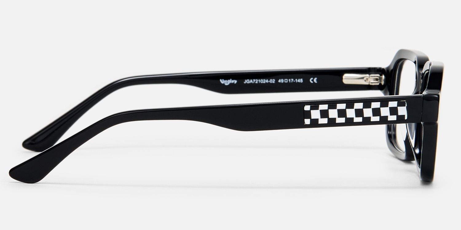 Narges - Rectangle Black Eyeglasses | Vooglam Side View