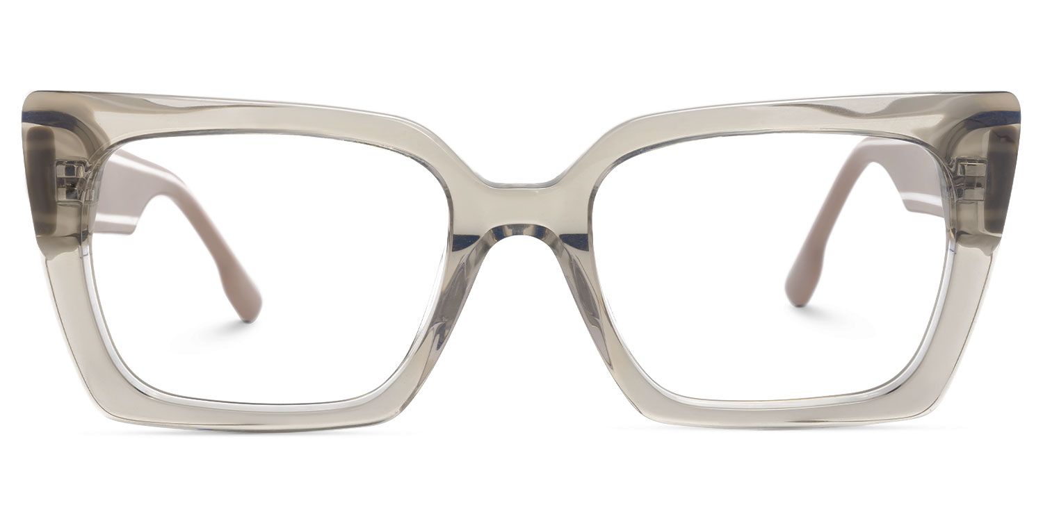 Denicia - Rectangle Champagne Eyeglasses | Vooglam Angle View