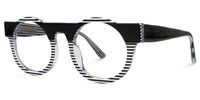 Egon - Round Black/White Eyeglasses | Vooglam Front View