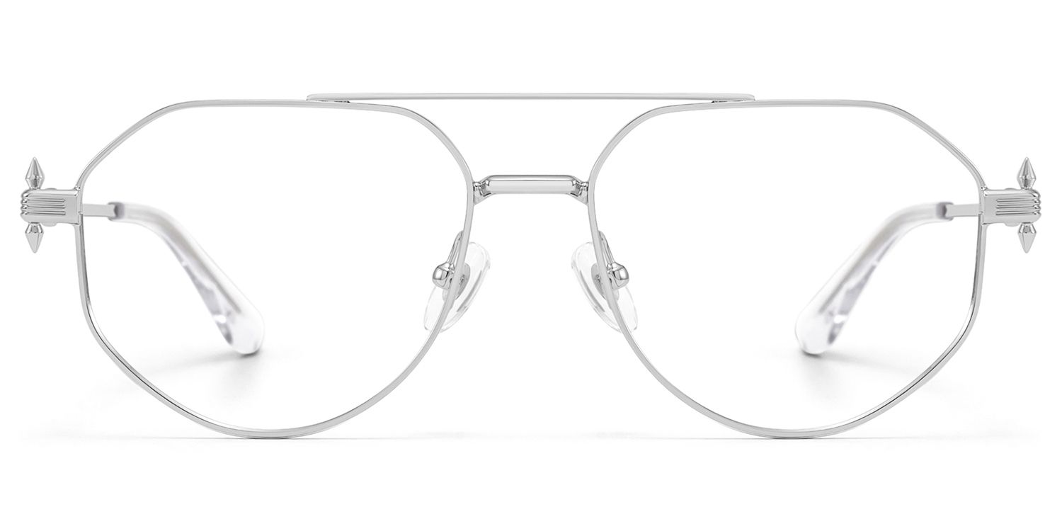 Aegis - Silver Thin Metal Aviator Glasses | Vooglam Product Details 1