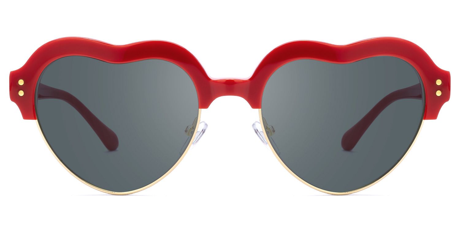 Galido - Geometric Red Prescription Sunglasses | Vooglam Angle View