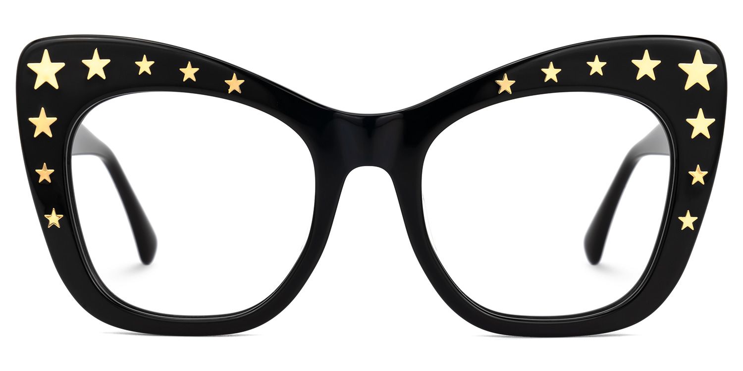 Adoracion - Butterfly Black Eyeglasses | Vooglam Angle View