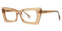 Sarah - Translucent Caramel Rectangle Frame glasses | Vooglam Front View