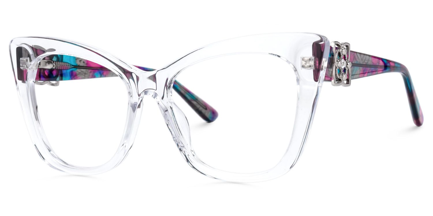 Haiku - Cat Eye Crystal Eyeglasses | Vooglam Front View