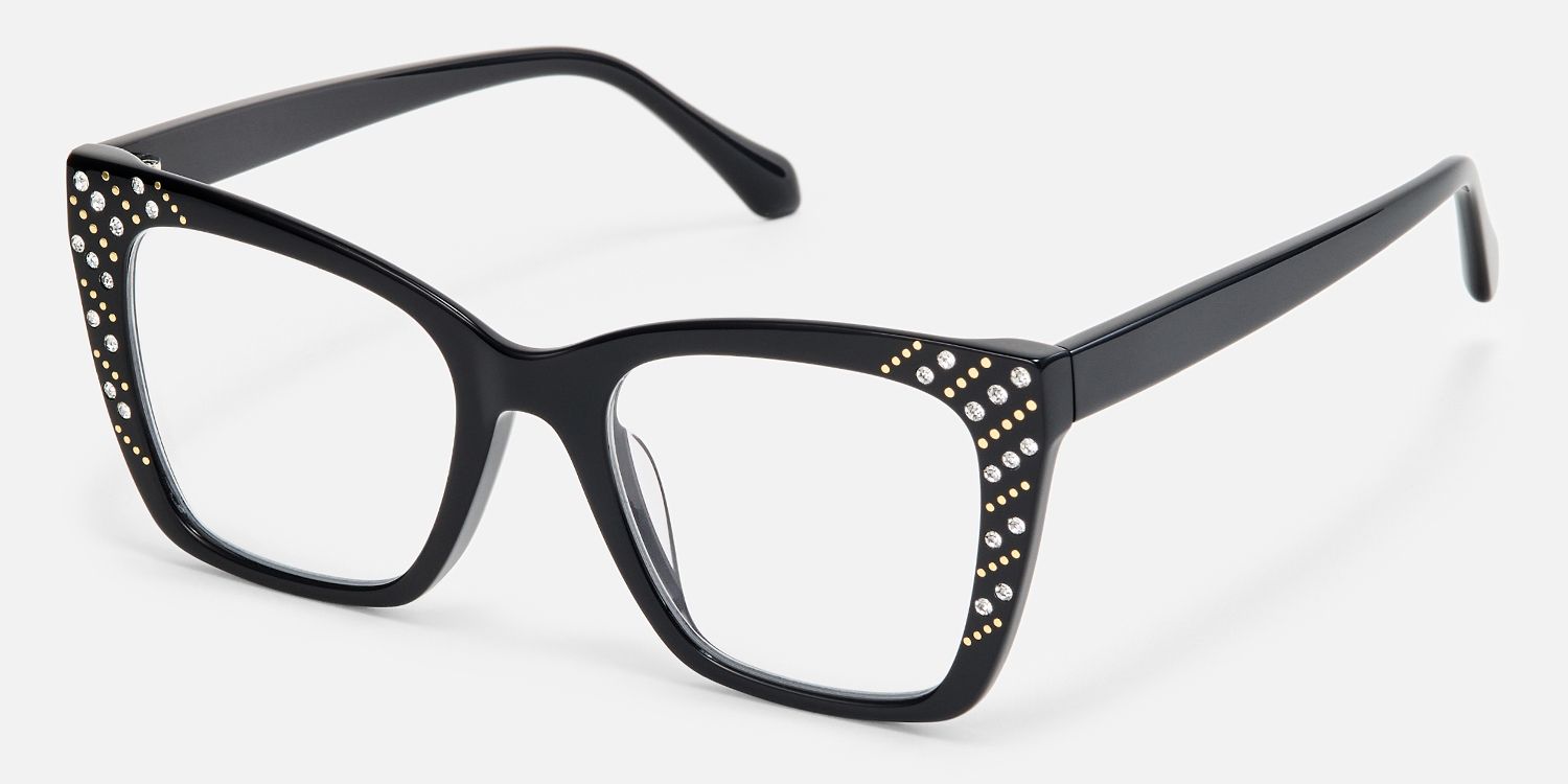 Glitz - Cat Eye Black Eyeglasses | Vooglam Front View