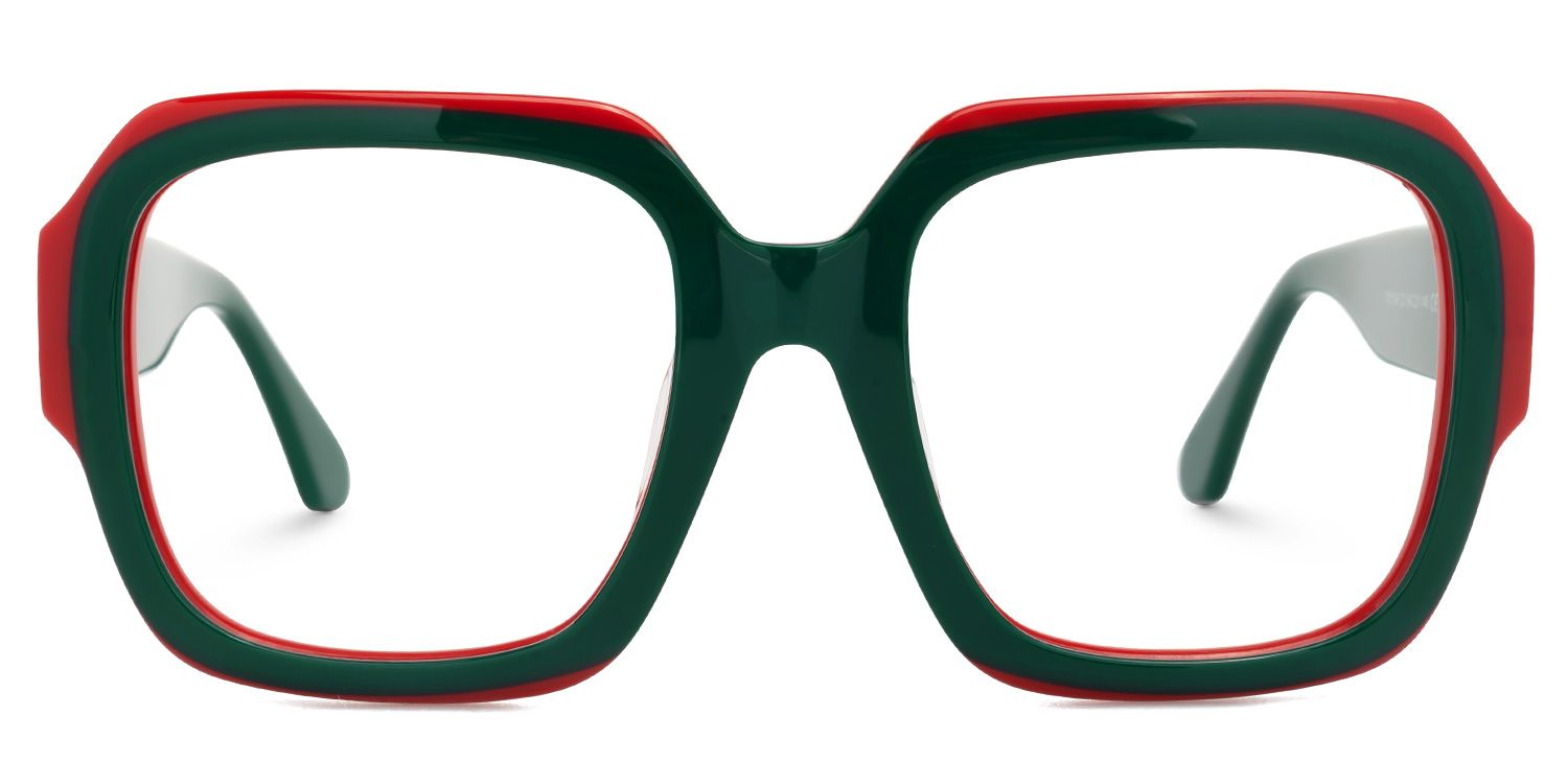 Paz - Square Green Eyeglasses | Vooglam Angle View